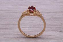 Load image into Gallery viewer, Garnet and Diamond Gemstone set Gold Ring