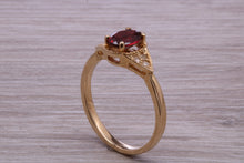 Load image into Gallery viewer, Garnet and Diamond Gemstone set Gold Ring