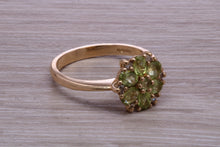 Load image into Gallery viewer, Peridot and Diamond Gemstone Cluster Ring