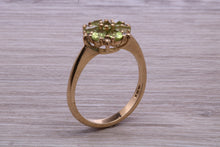 Load image into Gallery viewer, Peridot and Diamond Gemstone Cluster Ring