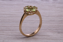 Load image into Gallery viewer, Peridot and Diamond Gemstone Cluster Ring