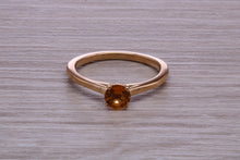 Load image into Gallery viewer, Quarter carat Citrine set Gold Solitaire Ring