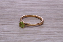 Load image into Gallery viewer, Round cut Quarter carat Peridot set Solitaire Ring