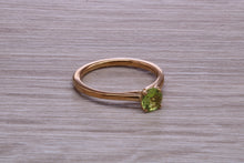 Load image into Gallery viewer, Round cut Quarter carat Peridot set Solitaire Ring