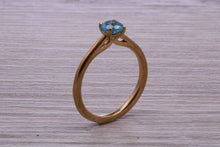 Load image into Gallery viewer, Dainty Sky Blue Topaz set Yellow Gold Ring
