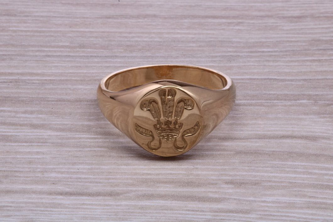 Chunky 18ct Gold Prince of Wales Feathers Signet Ring