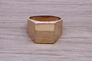 Square Bark Finish Yellow Gold Signet Ring