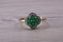 Load image into Gallery viewer, Emerald and Diamond set Yellow Gold Ring