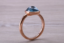 Load image into Gallery viewer, Cabochon cut Blue Topaz set Rose Gold Ring