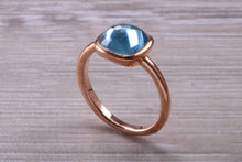 Load image into Gallery viewer, Cabochon cut Blue Topaz set Rose Gold Ring