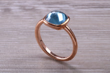 Load image into Gallery viewer, Cabochon cut Blue Topaz set Rose Gold Ring