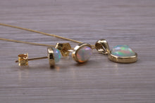 Load image into Gallery viewer, Opal Earrings with Matching Necklace set in Yellow Gold