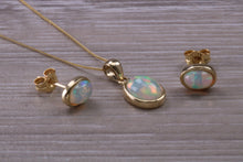 Load image into Gallery viewer, Opal Earrings with Matching Necklace set in Yellow Gold