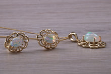 Load image into Gallery viewer, Opal Earrings with Matching Necklace set in yellow Gold
