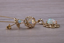 Load image into Gallery viewer, Opal Earrings with Matching Necklace set in yellow Gold
