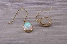 Load image into Gallery viewer, Beautiful Natural Sparkly Opal set Yellow Gold Dropper Earrings