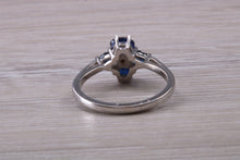 Load image into Gallery viewer, Blue Sapphire and Diamond set White Gold Ring