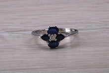 Load image into Gallery viewer, Blue Sapphire and Diamond set White Gold Ring