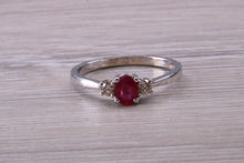 Load image into Gallery viewer, Dainty Ruby and Diamond Trilogy Ring