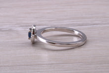 Load image into Gallery viewer, Dainty Blue Sapphire and Halo set Diamond Ring