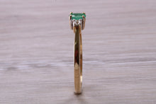 Load image into Gallery viewer, Dainty Emerald and Diamond Trilogy Ring