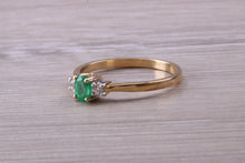 Load image into Gallery viewer, Dainty Emerald and Diamond Trilogy Ring