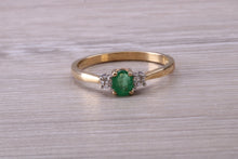 Load image into Gallery viewer, Dainty Emerald and Diamond Trilogy Ring