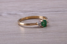 Load image into Gallery viewer, Dainty Emerald and Diamond Trilogy Ring