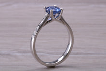 Load image into Gallery viewer, One carat Ceylon Blue Sapphire and Diamond Ring