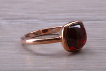 Load image into Gallery viewer, Cabochon cut Garnet set Rose Gold Solitaire