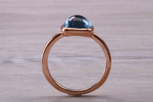 Load image into Gallery viewer, Cabochon cut Blue Topaz set Rose Gold Ring