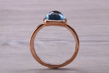 Load image into Gallery viewer, Cabochon cut Blue Topaz set Rose Gold Ring