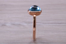 Load image into Gallery viewer, Cabochon cut Blue Topaz set Rose Gold Ring