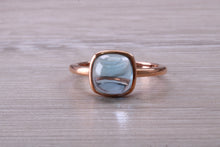 Load image into Gallery viewer, Cabochon cut Blue Topaz set Rose Gold Ring
