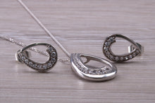 Load image into Gallery viewer, 9ct White Gold White C Z set Earrings and Necklace