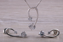Load image into Gallery viewer, 9ct White Gold White C Z set Earrings and Necklace