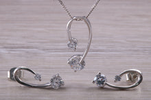 Load image into Gallery viewer, 9ct White Gold White C Z set Earrings and Necklace