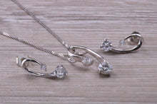 Load image into Gallery viewer, 9ct White Gold White C Z set Earrings and Necklace