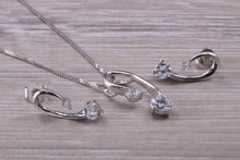 Load image into Gallery viewer, 9ct White Gold White C Z set Earrings and Necklace