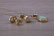 Load image into Gallery viewer, Opal Earrings with Matching Necklace set in Yellow Gold