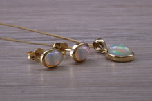 Load image into Gallery viewer, Opal Earrings with Matching Necklace set in Yellow Gold