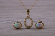 Load image into Gallery viewer, Opal Earrings with Matching Necklace set in Yellow Gold