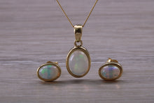 Load image into Gallery viewer, Opal Earrings with Matching Necklace set in Yellow Gold