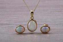 Load image into Gallery viewer, Opal Earrings with Matching Necklace set in Yellow Gold