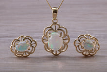 Load image into Gallery viewer, Opal Earrings with Matching Necklace set in yellow Gold