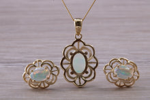 Load image into Gallery viewer, Opal Earrings with Matching Necklace set in yellow Gold