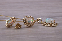 Load image into Gallery viewer, Opal Earrings with Matching Necklace set in yellow Gold