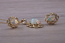 Load image into Gallery viewer, Opal Earrings with Matching Necklace set in yellow Gold
