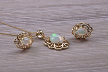 Load image into Gallery viewer, Opal Earrings with Matching Necklace set in yellow Gold