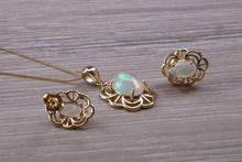 Load image into Gallery viewer, Opal Earrings with Matching Necklace set in yellow Gold